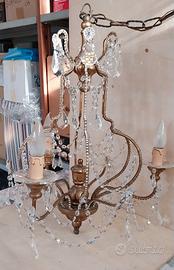 Lampadario cristallo foglia oro