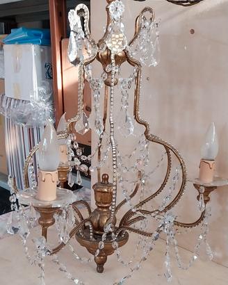 Lampadario cristallo foglia oro