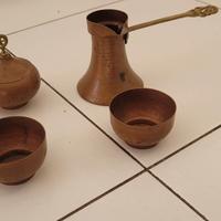 Set caffetteria in rame + vaso in rame antichi 