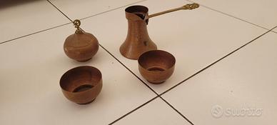 Set caffetteria in rame + vaso in rame antichi 