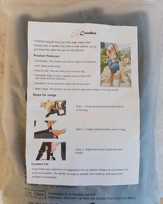 imbracatura per sollevamento dei cani