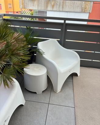 Set 2 Poltrone e Tavolino da Giardino Bianco