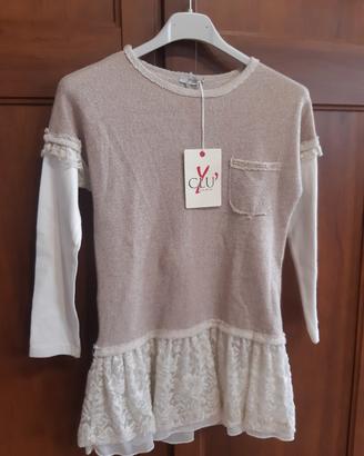 Vestito bambina color beige taglia 32 Y CLU'