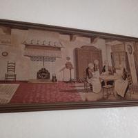 arazzo vintage con cornice in legno 