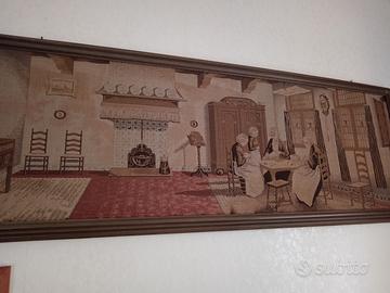 arazzo vintage con cornice in legno 