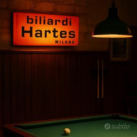 Insegna neon anni 60 biliardi Hartes Milano rara