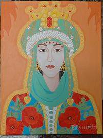 Quadro dipinto a mano in stile siciliano.