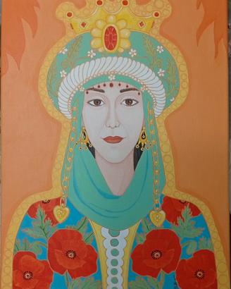Quadro dipinto a mano in stile siciliano.