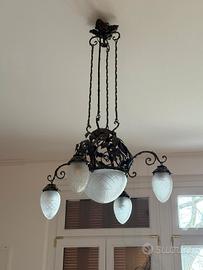 lampadario antico ferro battuto 