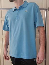 Polo Lacoste azzurra in cotone piqué L