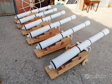 6 Cannoni di legno e plastica spara coriandoli.