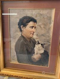 Quadro signora con gatto