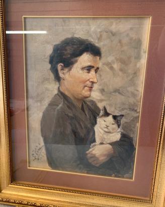 Quadro signora con gatto