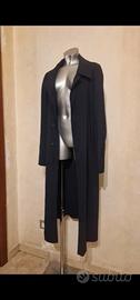Vintage long trench coat wool laine blu y2k 80s 90