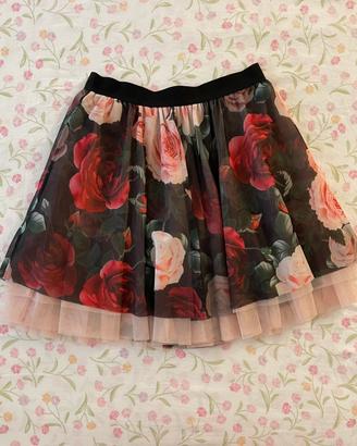 Gonna floreale in tulle