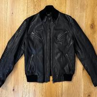 Giacca di Pelle Vera Bray Steve Alan Nera Biker Ma