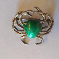Spilla argento con pietra verde simbolo del cancro