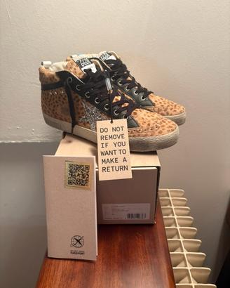 Scarpe Mid Star Golden Goose Leopardate Argento 41