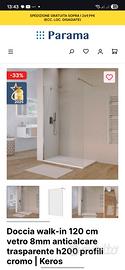 Doccia walk-in 120 cm vetro 8mm anticalcare