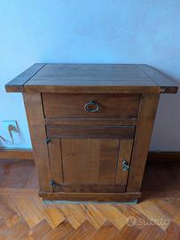 Comodino Mobiletto Arte Povera in Legno Massello
