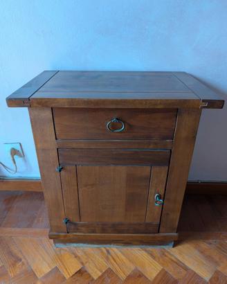 Comodino Mobiletto Arte Povera in Legno Massello