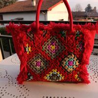 Borsa rossa patchwork 