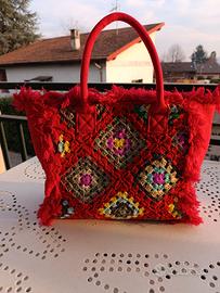 Borsa rossa patchwork 
