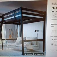 Letto a soppalco in legno nero