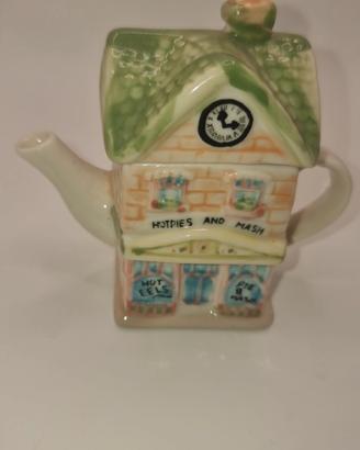 teiera a forma di casetta vintage ceramica 