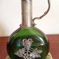 Brocca anni '60 con Bacco in peltro e vetro.