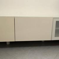 Mobile tv besta ikea 3 ante bianco con vetro