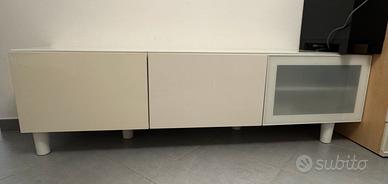 Mobile tv besta ikea 3 ante bianco con vetro