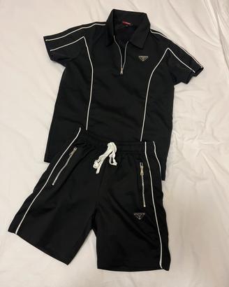 Completo Prada nero polo + bermuda taglia S