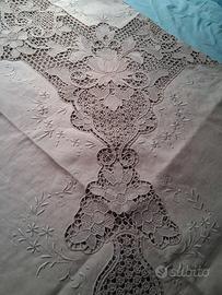 tovaglia antica in lino Burano  con 12 tovaglioli