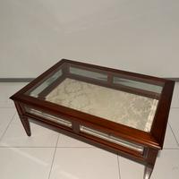 Tavolino legno vetro classico