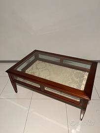 Tavolino legno vetro classico