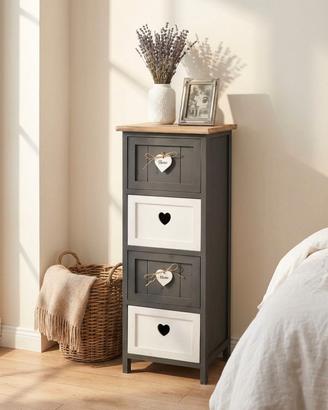 Mobiletto Shabby Chic 4 Cassetti in Grigio 81 cm