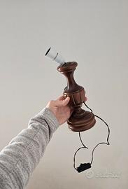 Lampada da tavolo in legno, antica