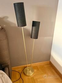 Piantana lampada da terra 2 luci oro e nera