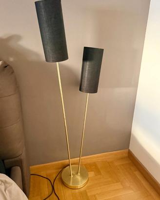 Piantana lampada da terra 2 luci oro e nera