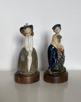 Statuine vintage 2 giovani  ceramica Rex Valencia.