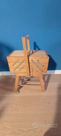 cassetta in legno vintage porta cucito