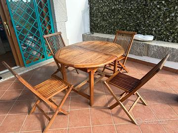 Tavolo allungabile + 4 sedie Teak Greenwood