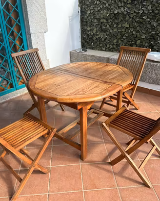 Tavolo allungabile + 4 sedie Teak Greenwood