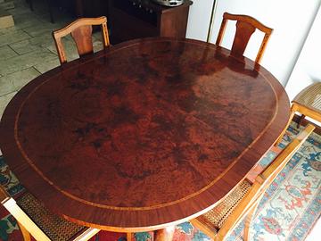 Tavolo Ovale Allungabile Anni '40 - Intarsiato