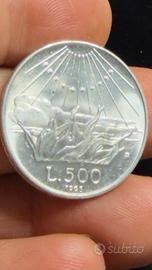 500 Lire Argento Dante. Moneta Autentica