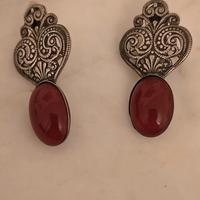 orecchini vintage con clip argento e agata rossa 