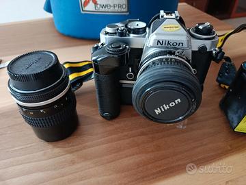 Nikon  FE + obbiettivi 50mm , 135 mm e motore