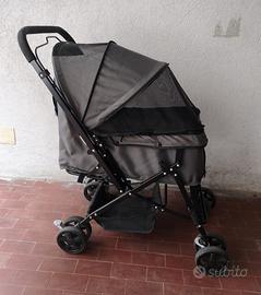 Passeggino per cani gatti pieghevole con cestino