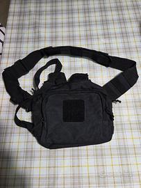 Marsupio tattico militare, nero, tripla tasca